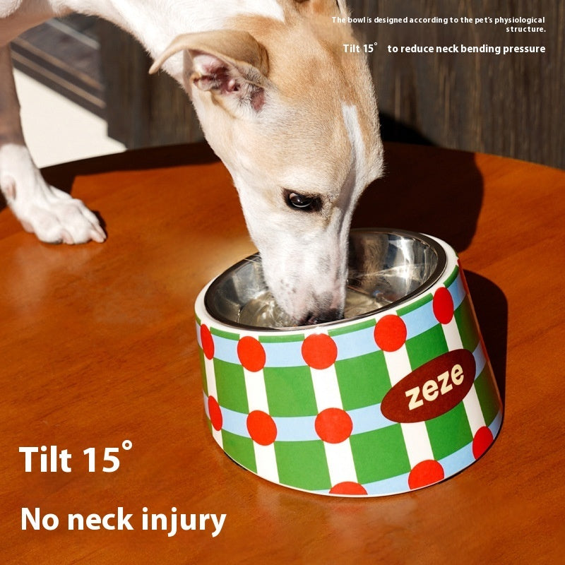 Pet Bowl Metal High Leg Oblique Bowl