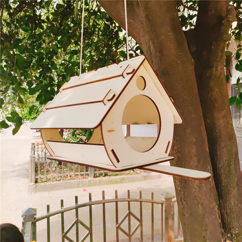 DIY Hanging Wooden Bird Feeder