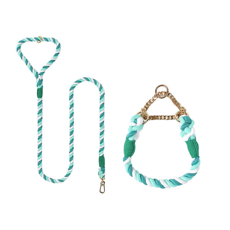 Woven Cotton Pet Dog Leash Collar Set
