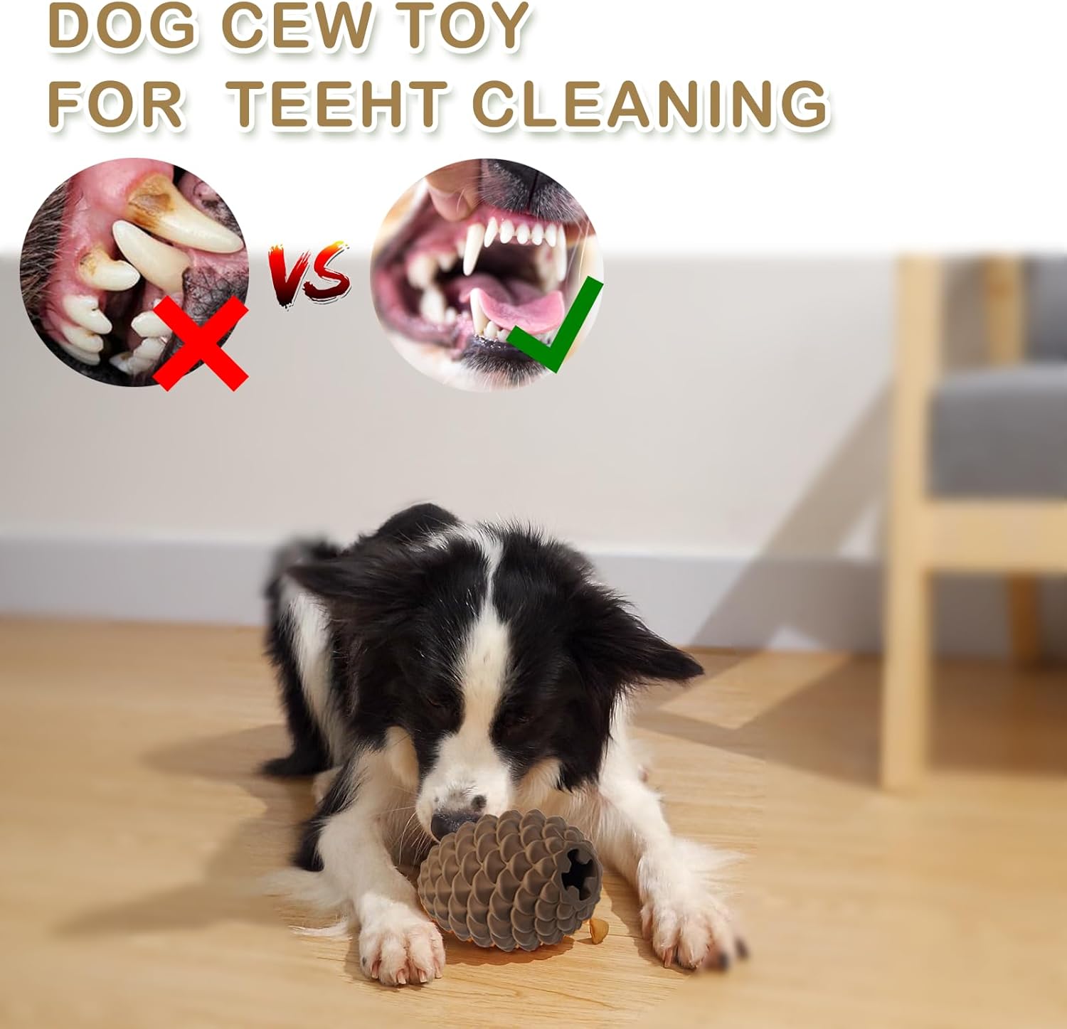 Pine Cone Tough Chew Toy with Treat Dispenser for Medium Large Dogs