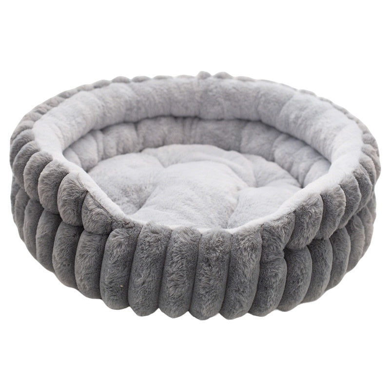 Pet Cat Nest Straight Plush Pet Bed Round