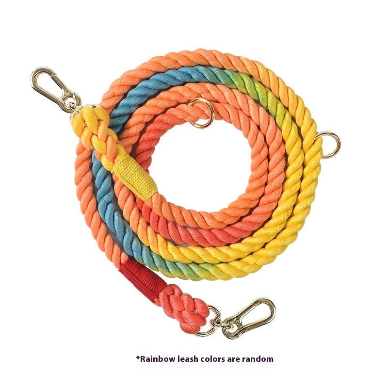 Woven Rainbow Running Dog Leash Multi-functional