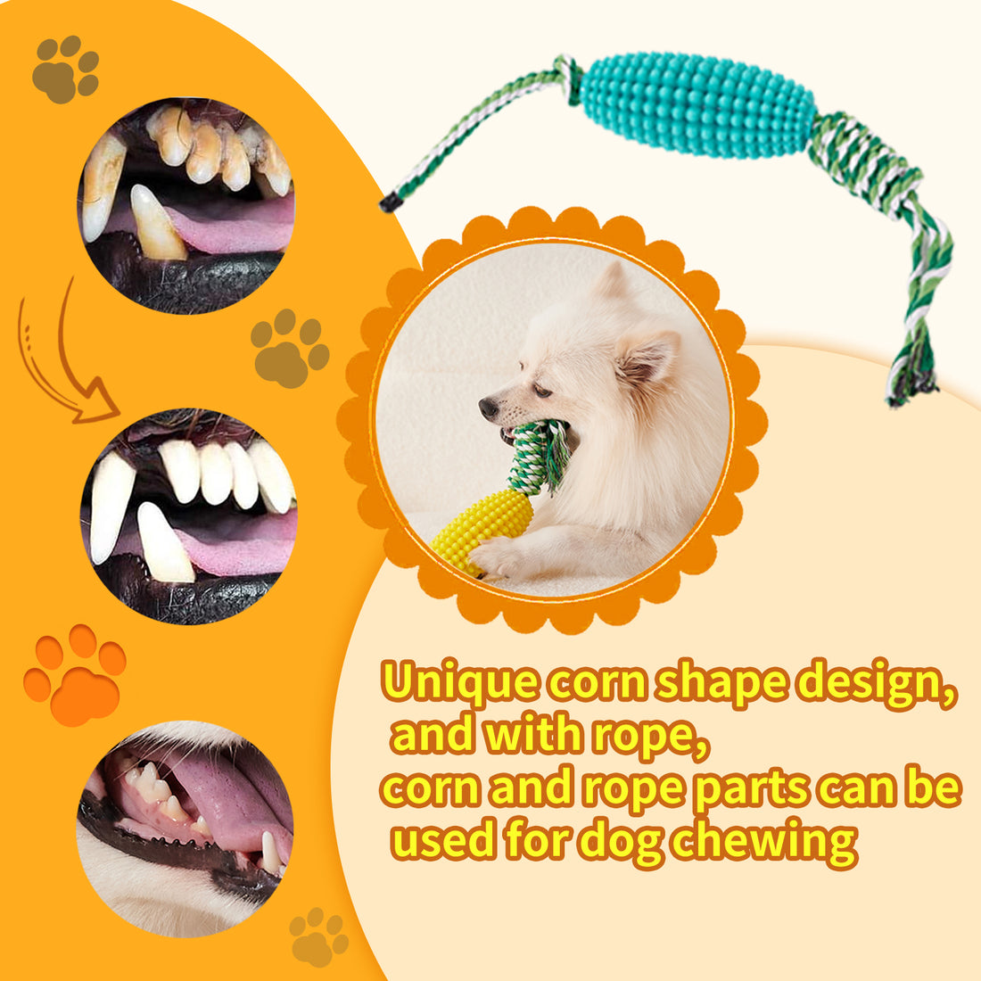 Interactive Corn-Shaped Dog Chew Toy for Puppies Teeth Cleaning