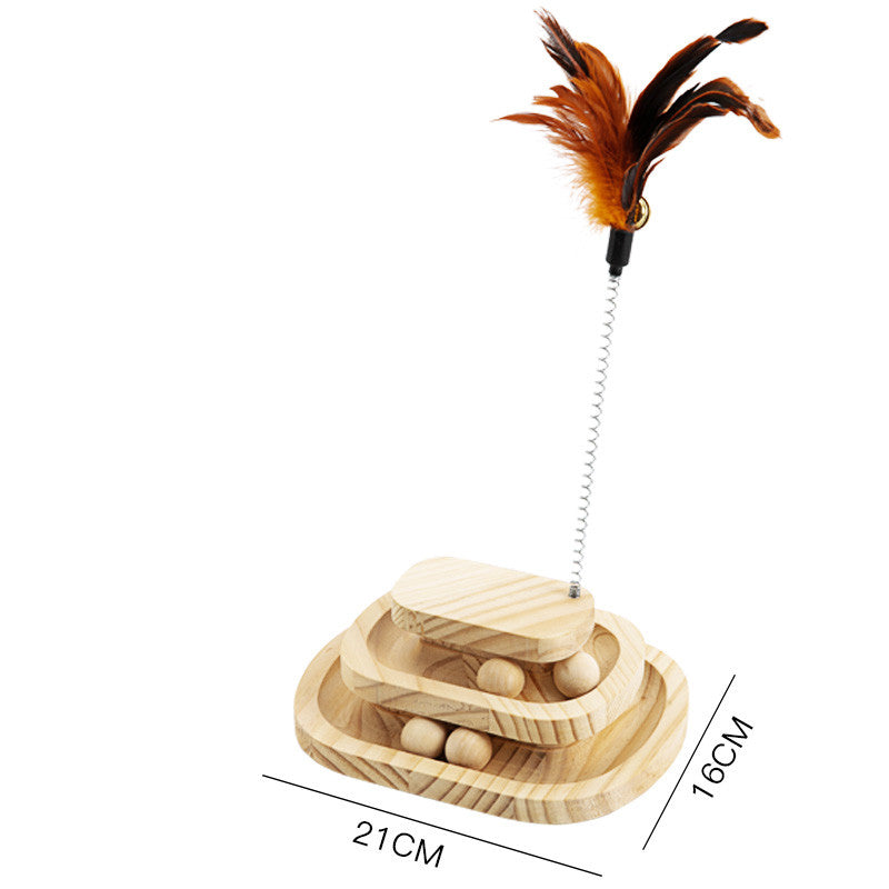 Solid Wood Bite-Resistant Cat Turntable Toy