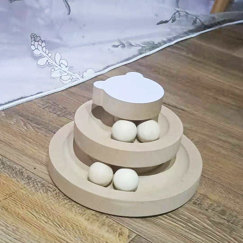 Solid Wood Bite-Resistant Cat Turntable Toy